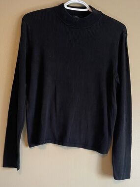 Vintage 90’s August Silk 100% Silk Ribbed Mockneck Long Sleeve